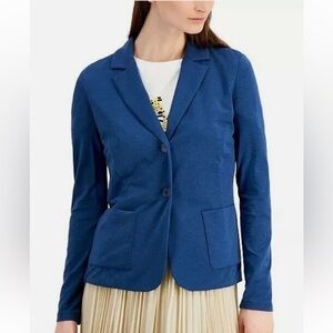 Weekend Max Mara Drina Jersey Knit Blazer Jacket Navy Blue Size Medium